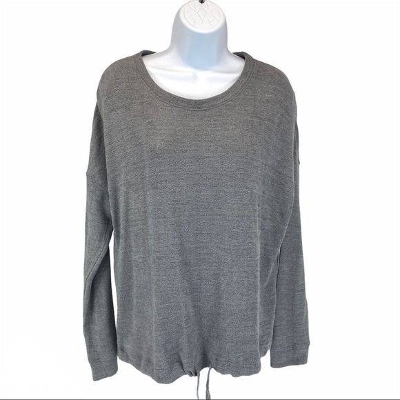 THREE DOTS french terry grey LS pullover w tie - S - Picture 4 of 14